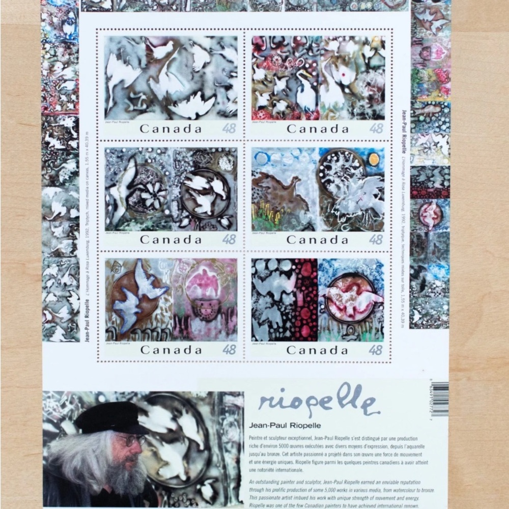 Jean-Paul Riopelle Art Stamp Sheet